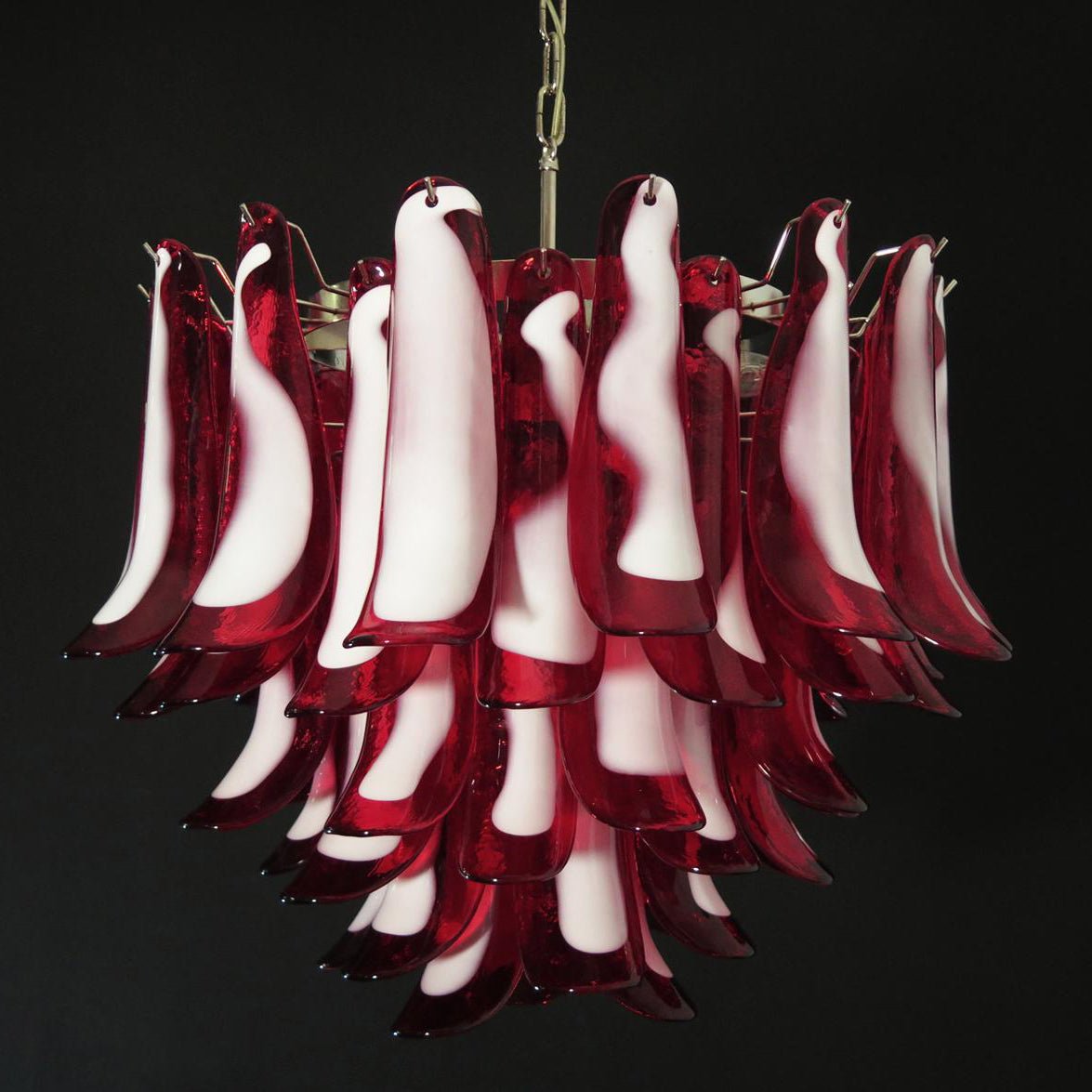 Red Glass Murano Petals Ceiling fixture Chandelier