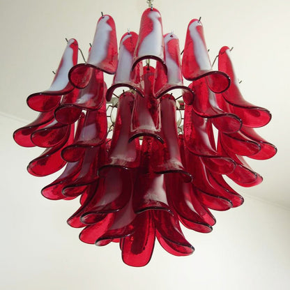 Red Glass Murano Petals Ceiling fixture Chandelier