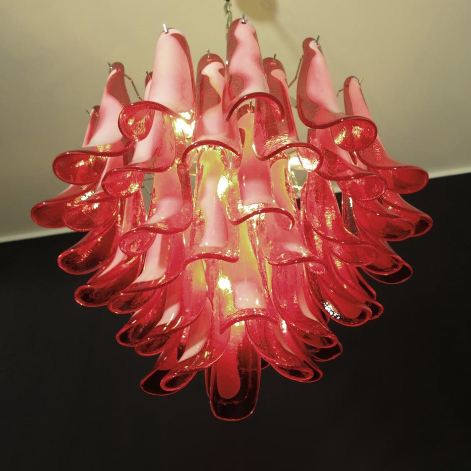 Red Glass Murano Petals Ceiling fixture Chandelier