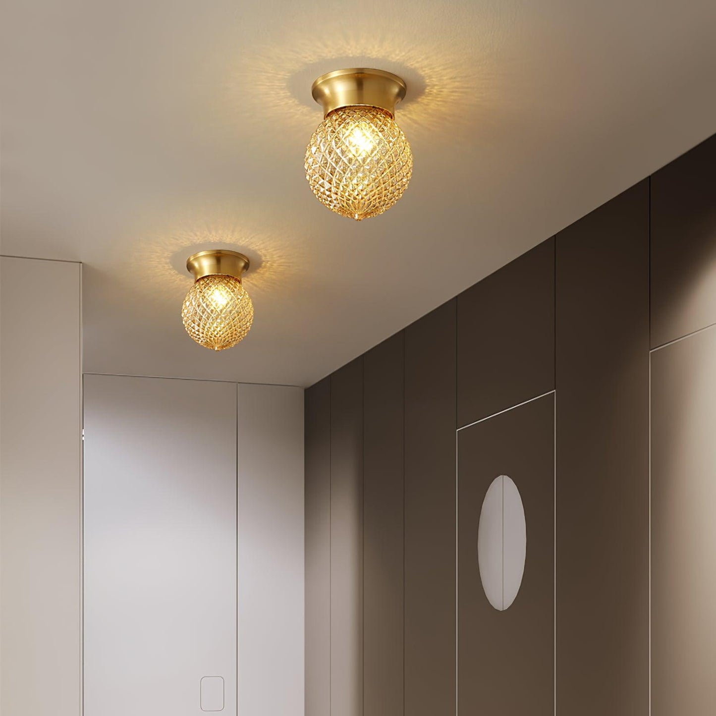 Reeded Globe Flush Ceiling fixture Ceiling Light