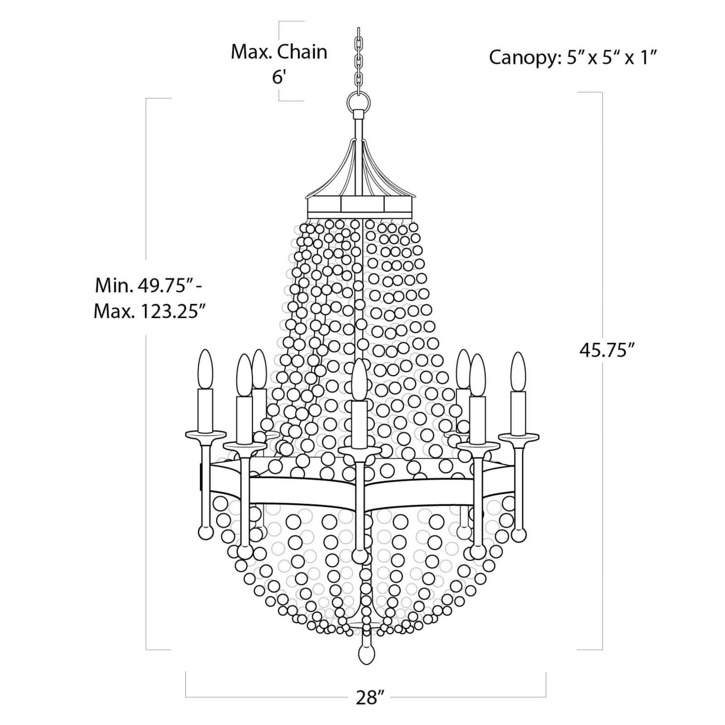 Regina Andrew Frosted Crystal Bead 28 Inch 8 Light Chandelier Cp433245