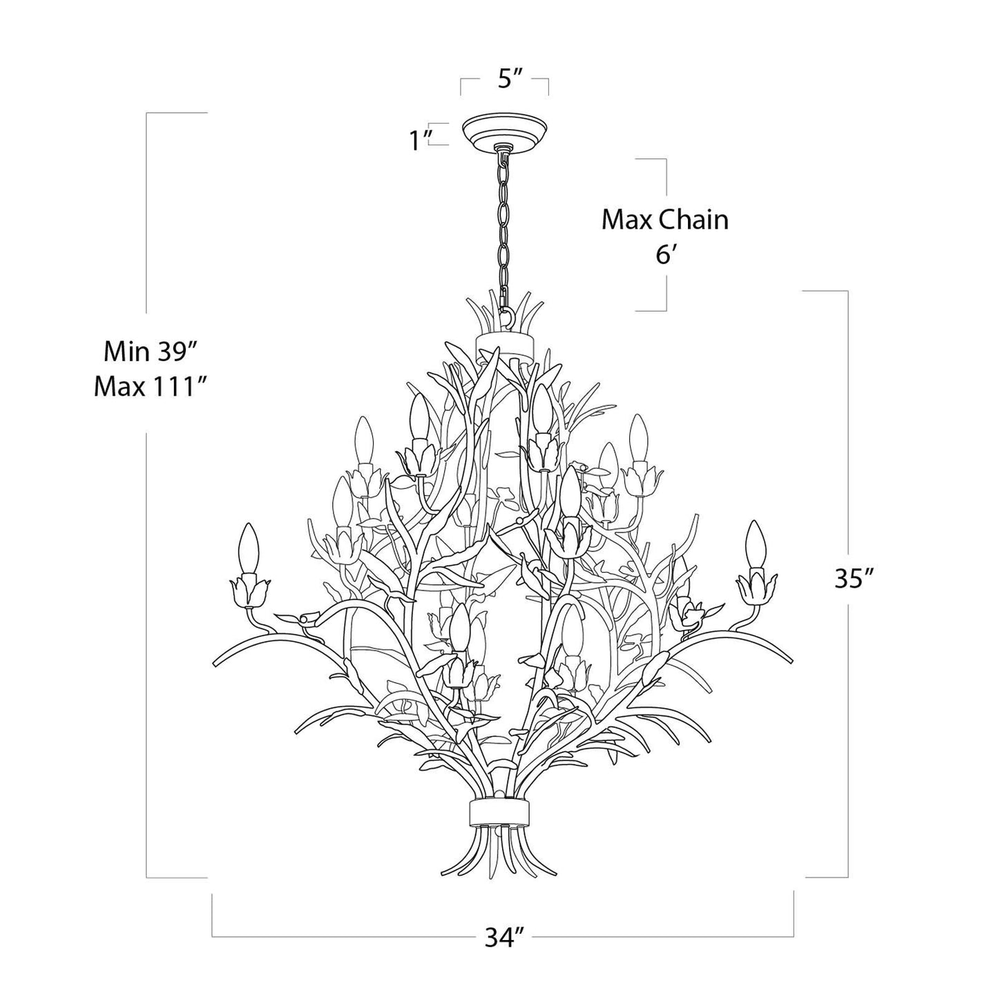 Regina Andrew Southern Living Trillium 34 Inch 15 Light Chandelier Cp433328