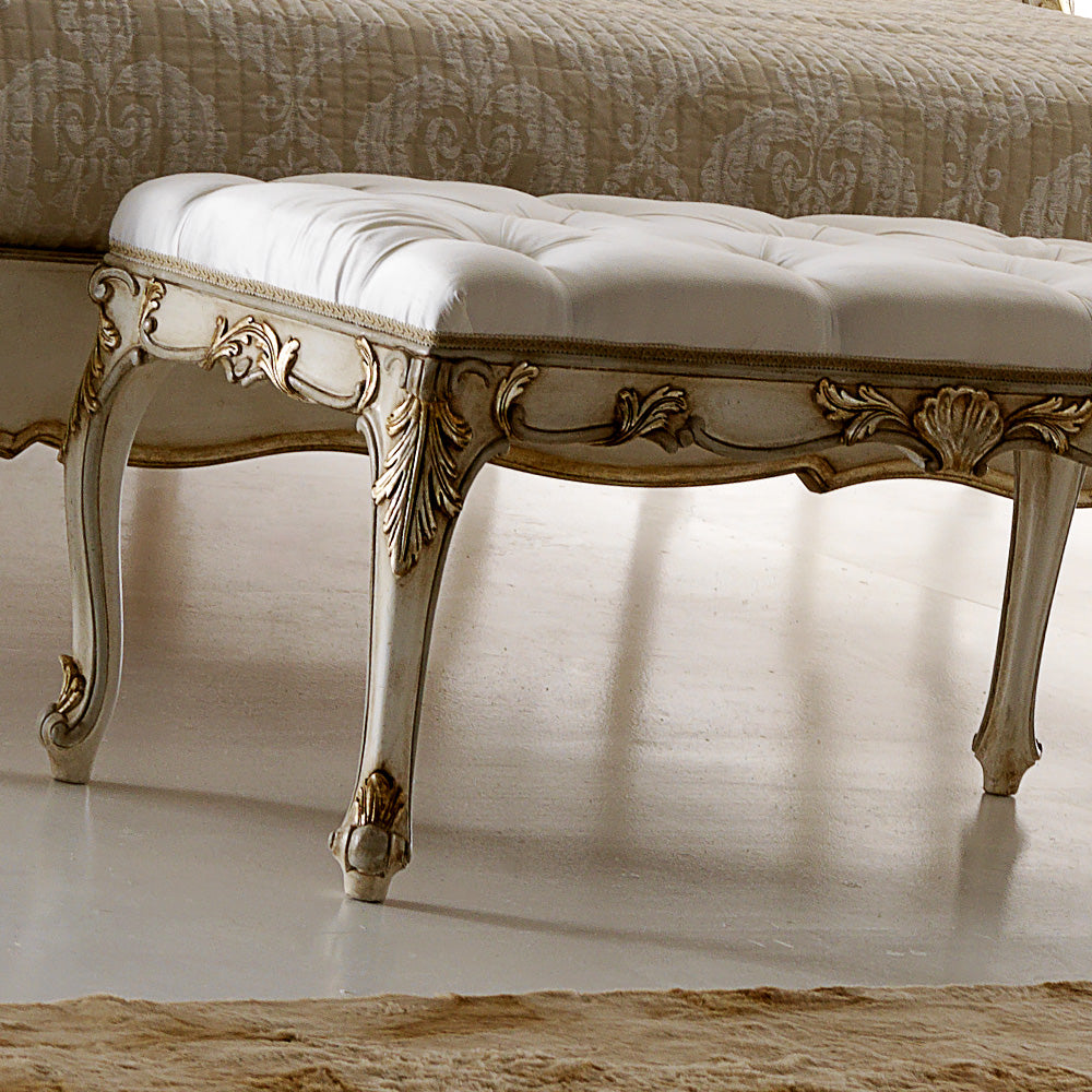 Reproduction Rococo Italian Button Upholstered Bench