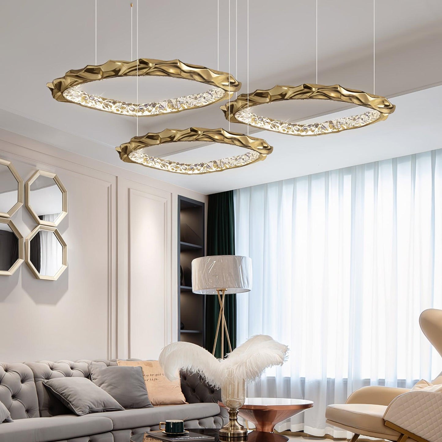 Resin Circlet Brass Droplight Pendant Lamp