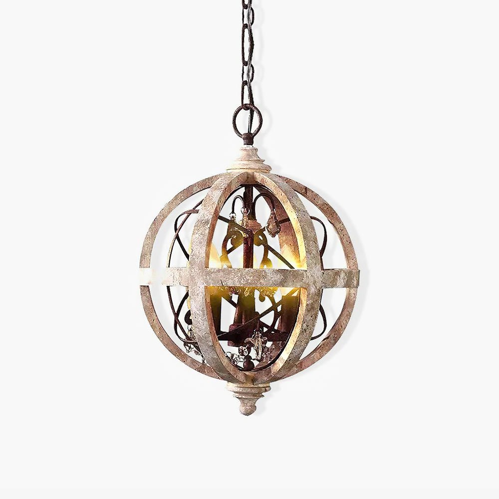 Retro Globe Weathered Crown Chandelier