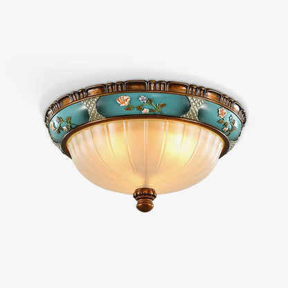Retro Floral Resin Recessed Flush mount light Ceiling Light