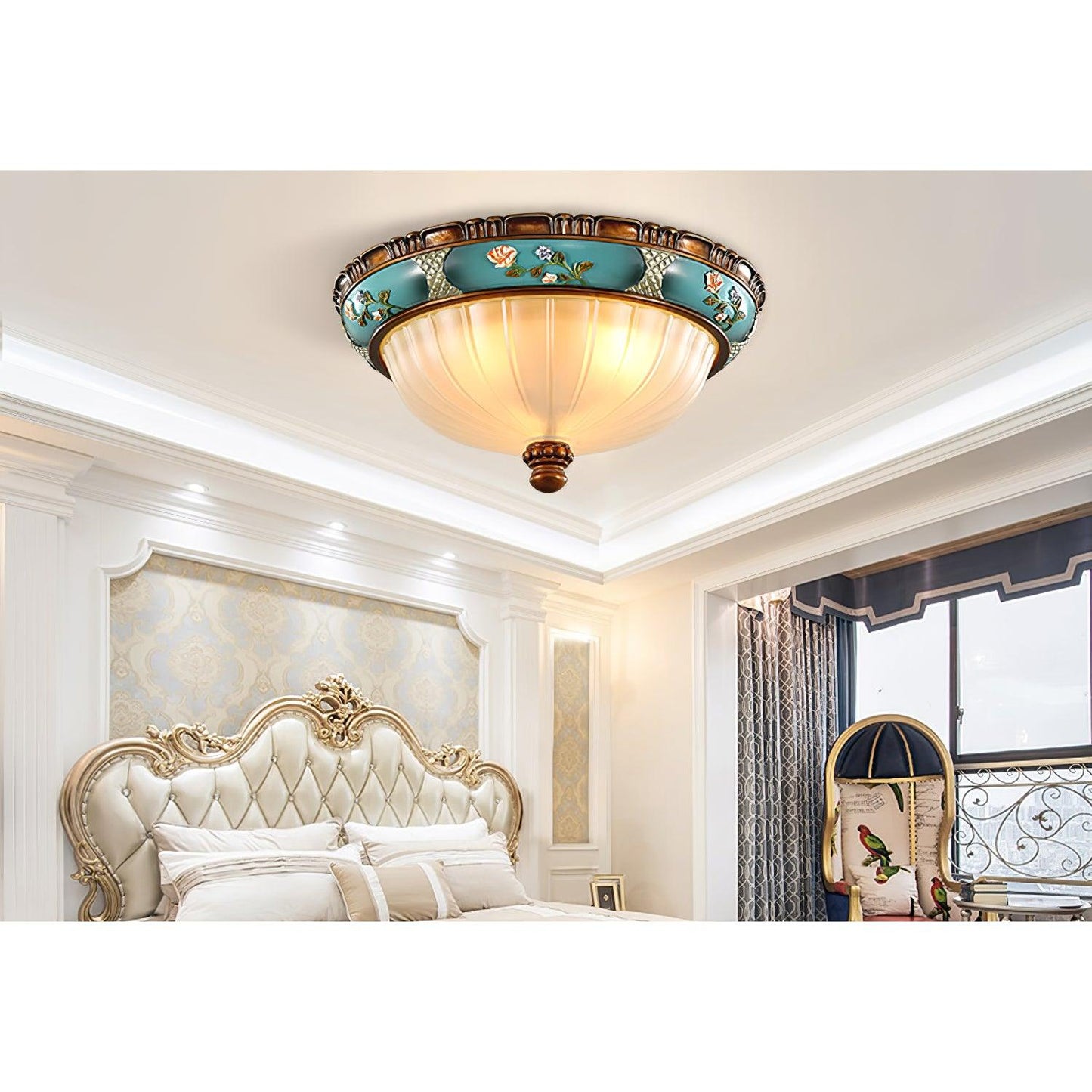Retro Floral Resin Recessed Flush mount light Ceiling Light