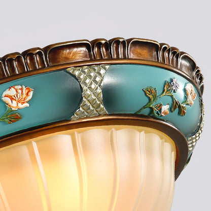 Retro Floral Resin Recessed Flush mount light Ceiling Light