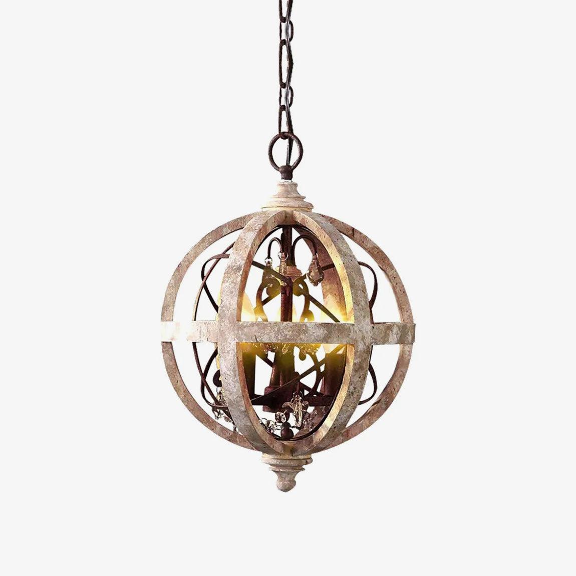 Retro Globe Weathered Crown Chandelier