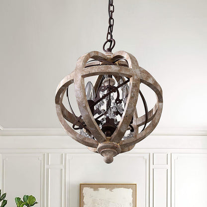 Retro Globe Weathered Crown Chandelier