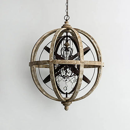 Retro Globe Weathered Crown Chandelier