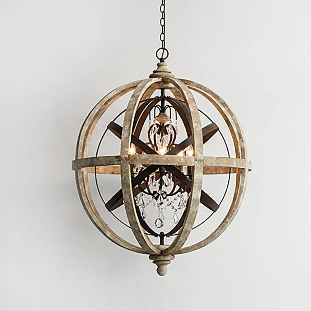 Retro Globe Weathered Crown Chandelier