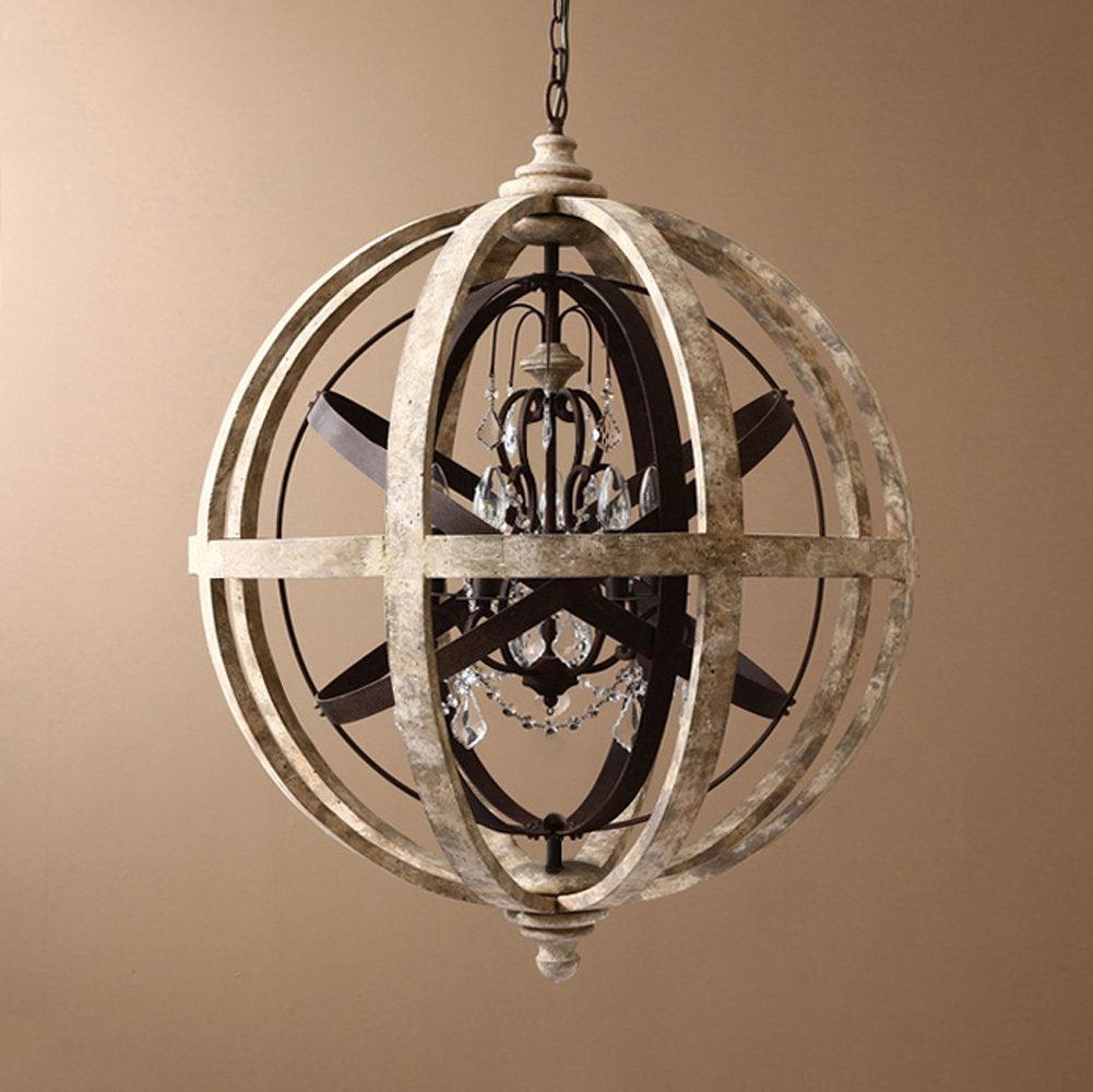 Retro Globe Weathered Crown Chandelier