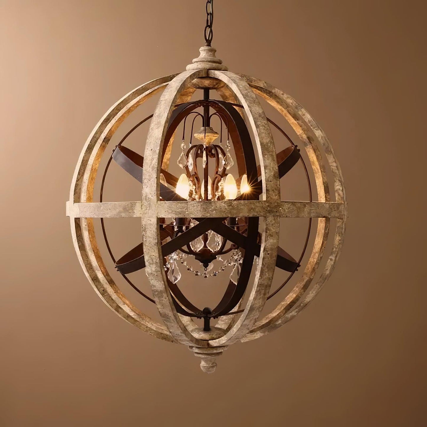 Retro Globe Weathered Crown Chandelier