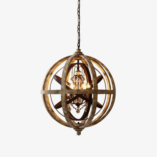 Retro Globe Weathered Crown Chandelier