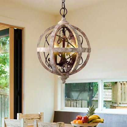 Retro Globe Weathered Crown Chandelier