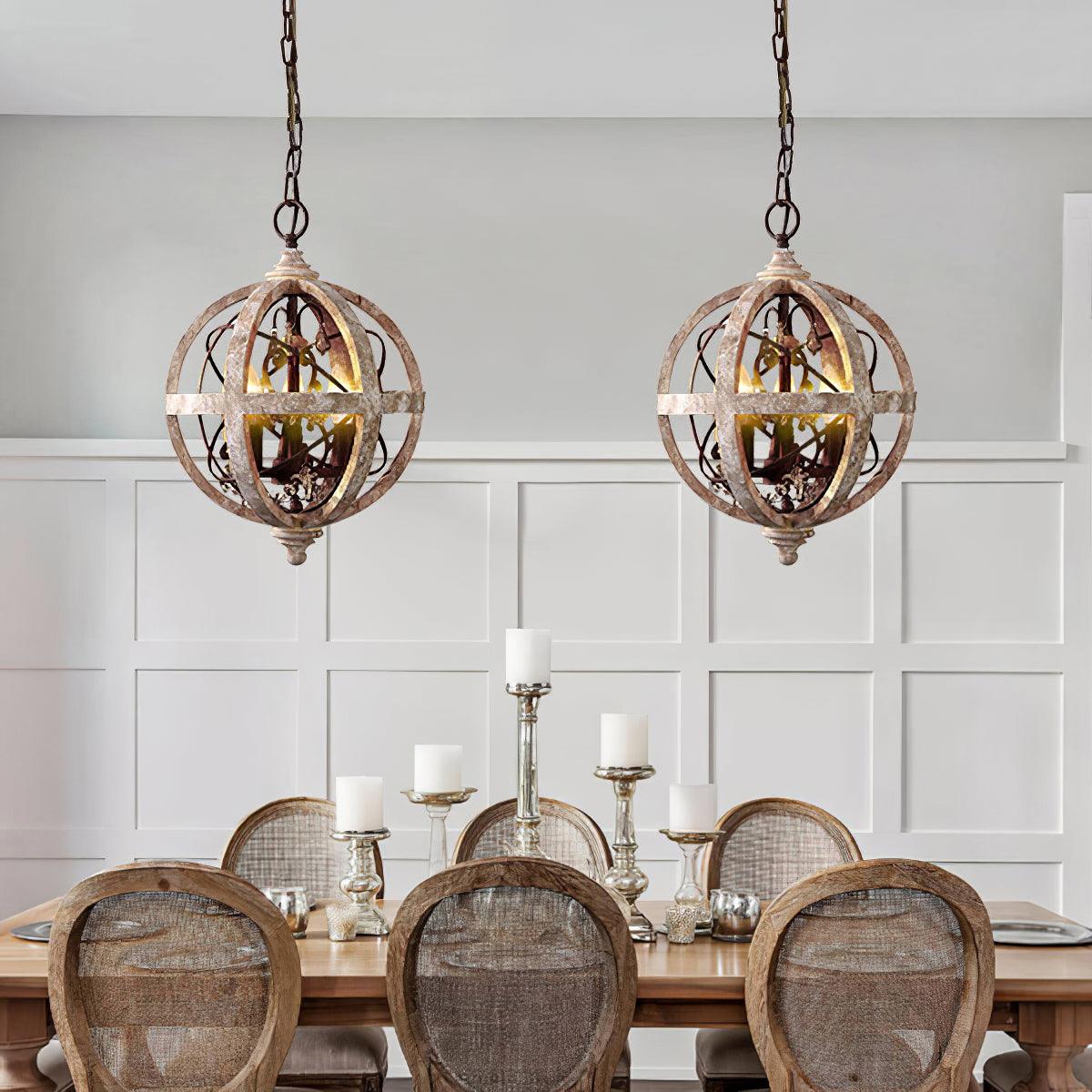 Retro Globe Weathered Crown Chandelier