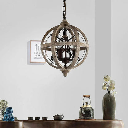 Retro Globe Weathered Crown Chandelier