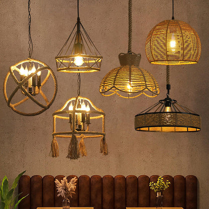 Retro Hemp Rope Exquisite Ceiling light fitting Pendant Light