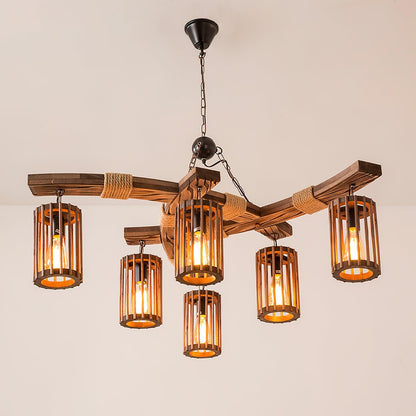 Retro Solid Wood Electrolier Chandelier