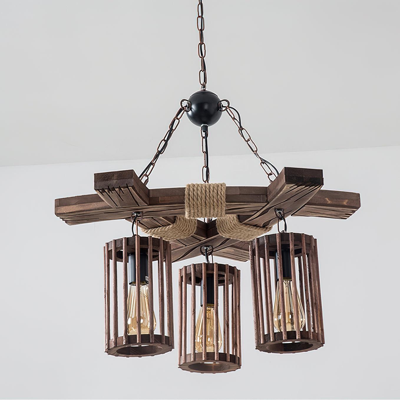 Retro Solid Wood Electrolier Chandelier