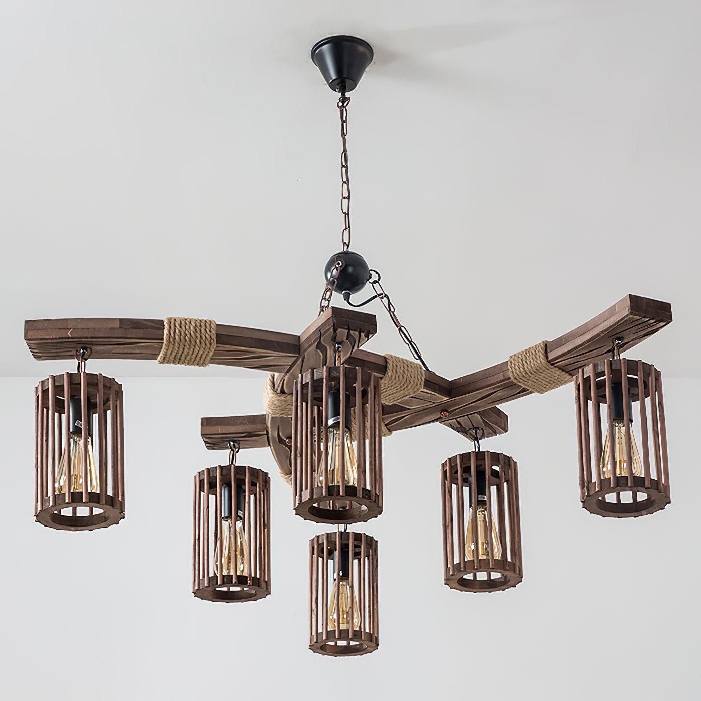 Retro Solid Wood Electrolier Chandelier