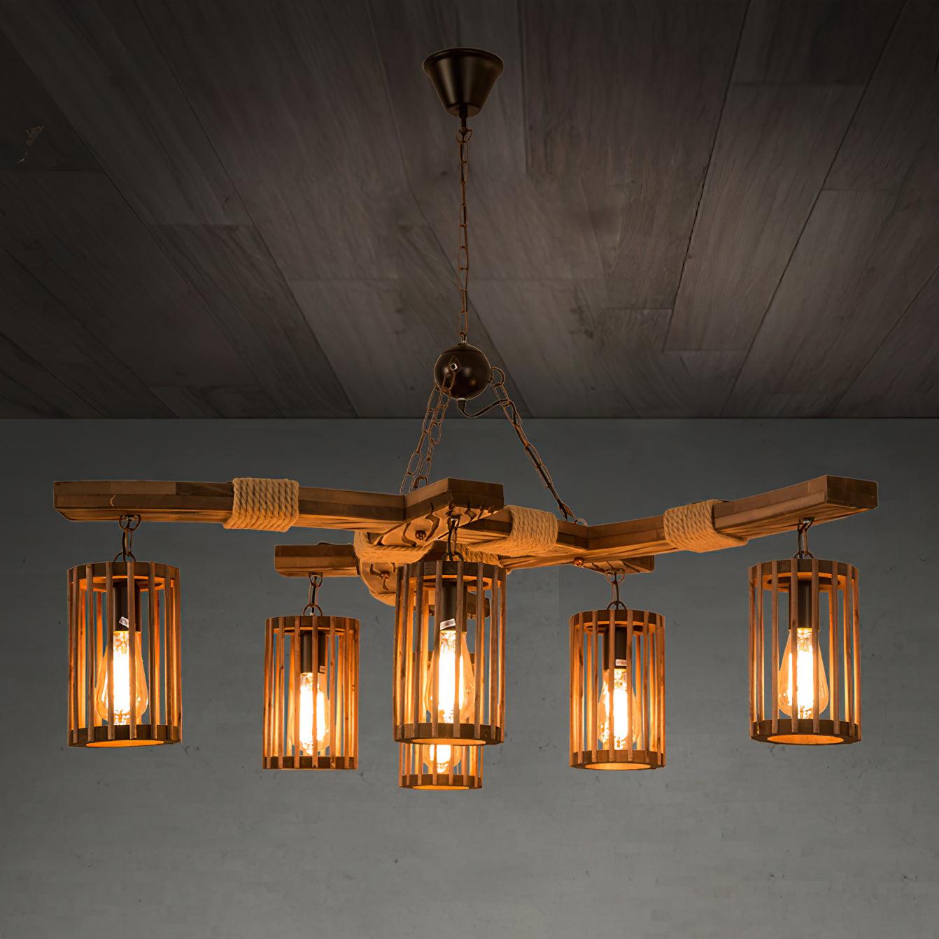 Retro Solid Wood Electrolier Chandelier