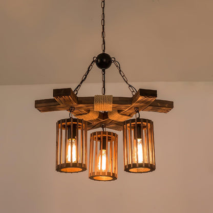 Retro Solid Wood Electrolier Chandelier