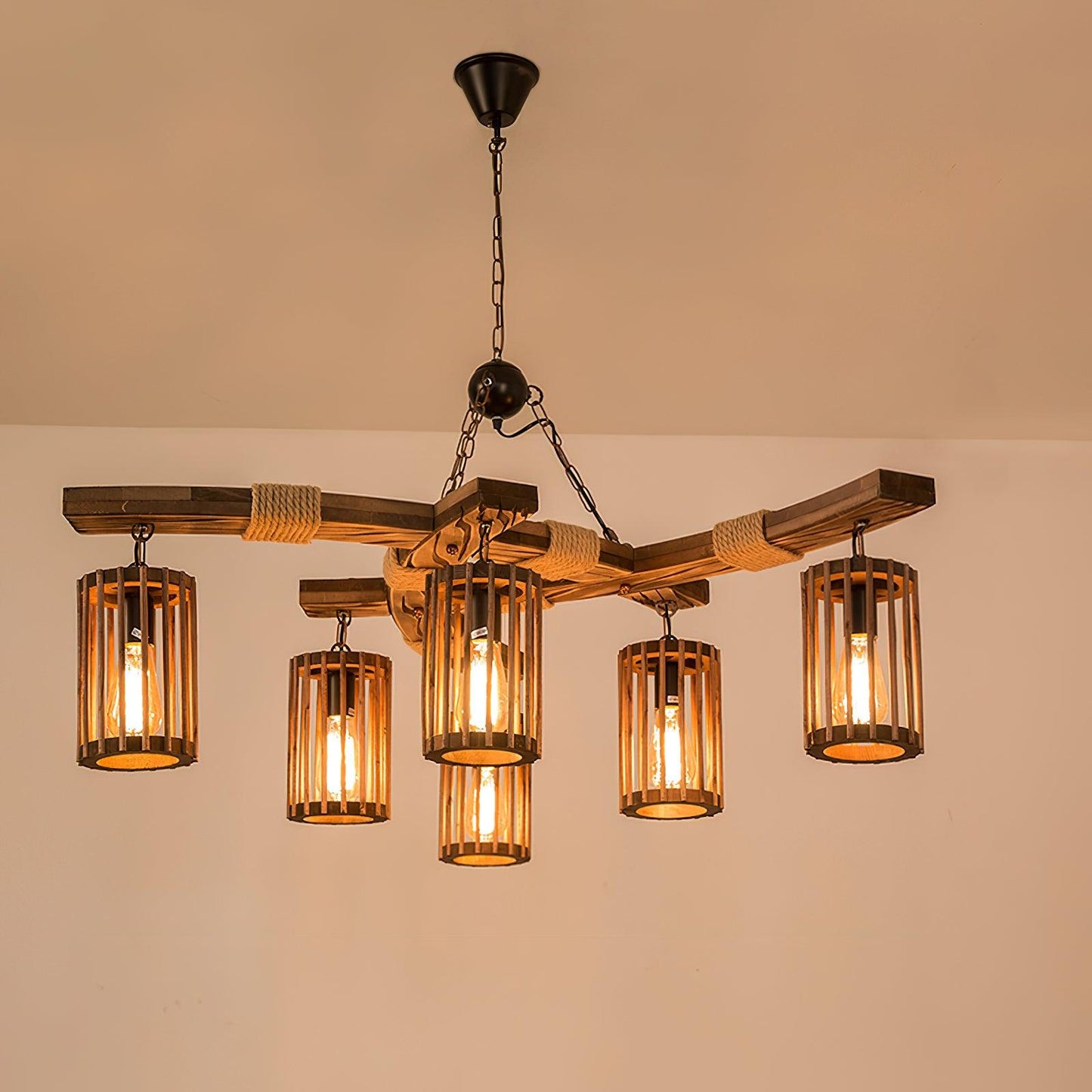 Retro Solid Wood Electrolier Chandelier