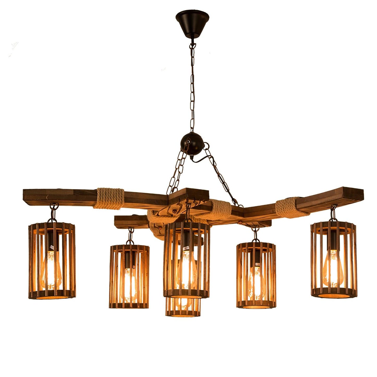 Retro Solid Wood Electrolier Chandelier