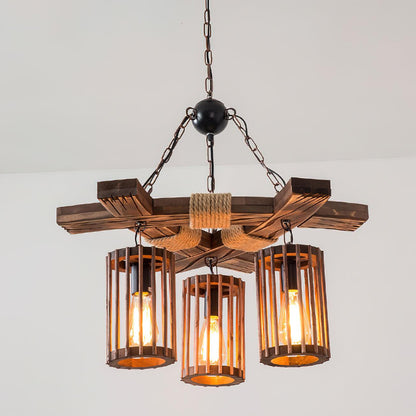 Retro Solid Wood Electrolier Chandelier