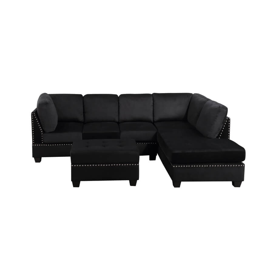 Convertible Chaise L-Shaped Sectional Sofa with Ottoman Storage