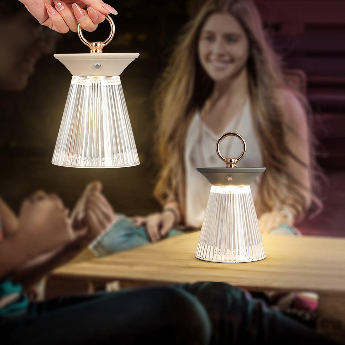 Ribbed Acrylic Built-in Battery Portable lamp Table Lamp