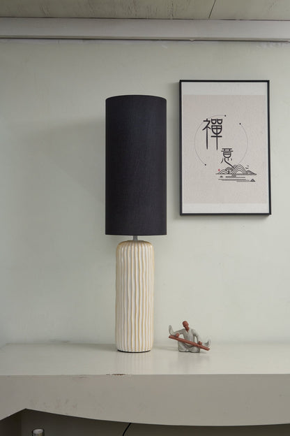 Ribbed Ceramic Column Table Lamp
