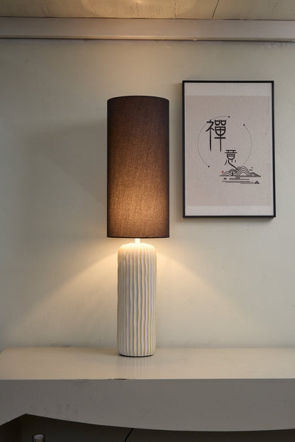 Ribbed Ceramic Column Table Lamp