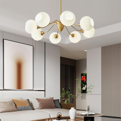 Ribbed Glass Ball Electrolier Chandelier