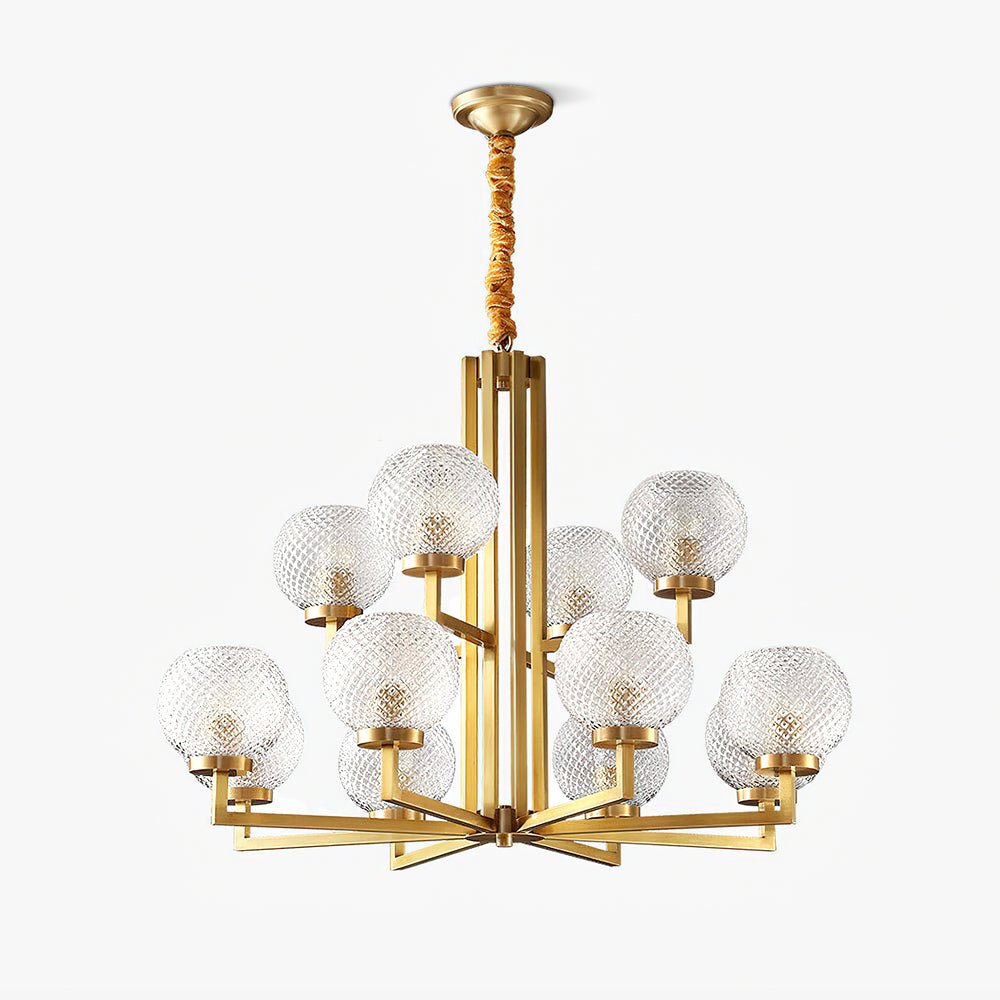 Ribbed Glass Brass Ceiling fixture Chandelier