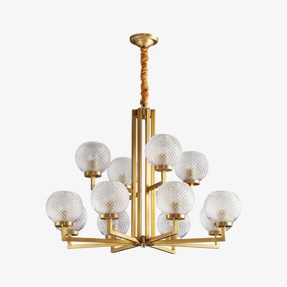 Ribbed Glass Brass Ceiling fixture Chandelier