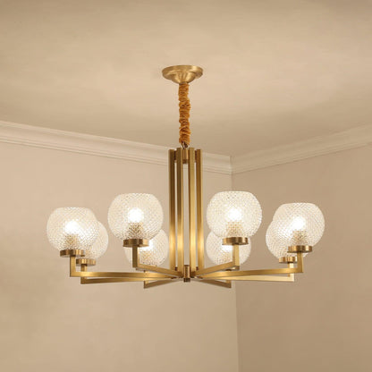 Ribbed Glass Brass Ceiling fixture Chandelier