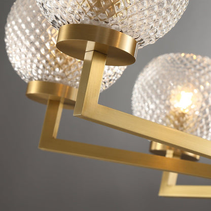 Ribbed Glass Brass Ceiling fixture Chandelier