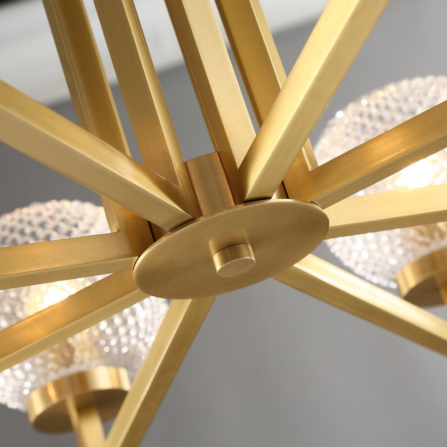 Ribbed Glass Brass Ceiling fixture Chandelier