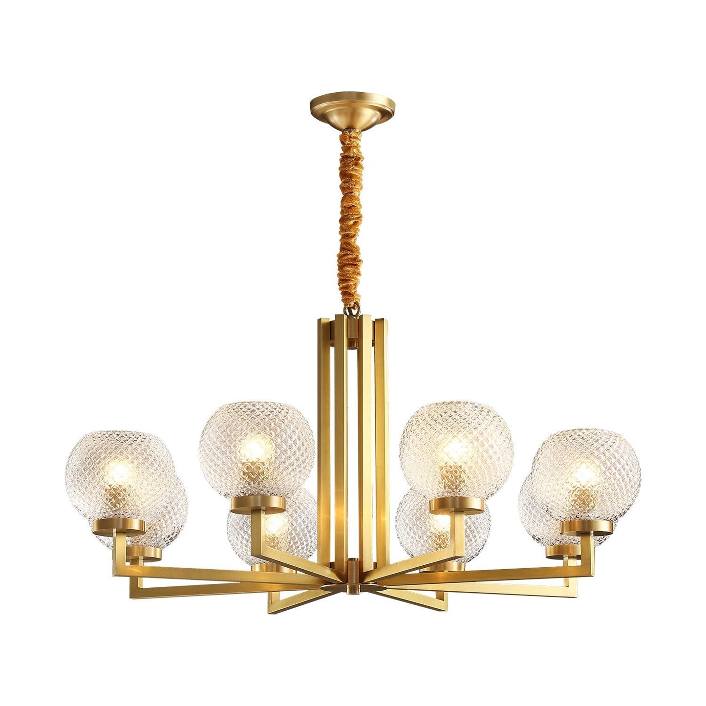 Ribbed Glass Brass Ceiling fixture Chandelier