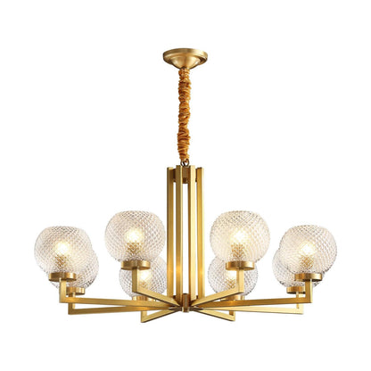 Ribbed Glass Brass Ceiling fixture Chandelier