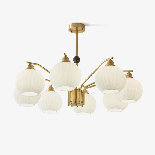 Ribbed Glass Gold Ceiling fixture Chandelier