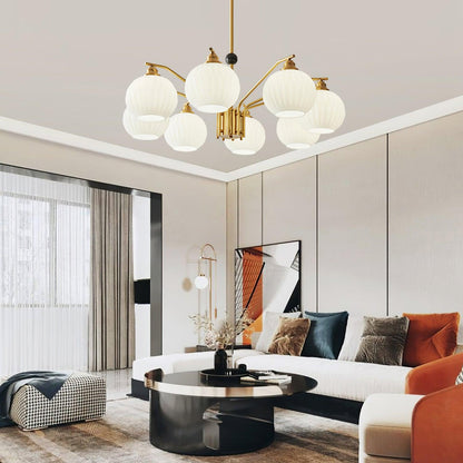 Ribbed Glass Gold Ceiling fixture Chandelier