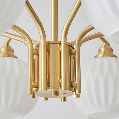 Ribbed Glass Gold Ceiling fixture Chandelier