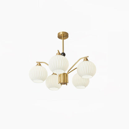 Ribbed Glass Gold Ceiling fixture Chandelier