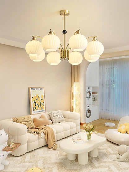 Ribbed Glass Gold Ceiling fixture Chandelier