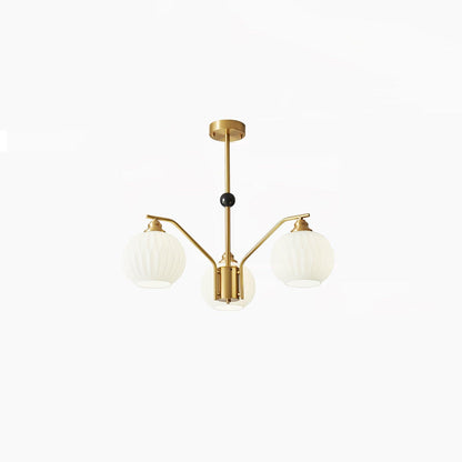 Ribbed Glass Gold Ceiling fixture Chandelier