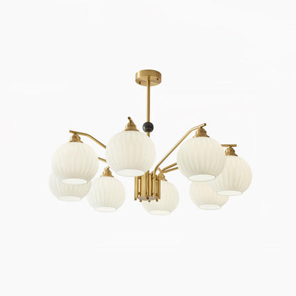 Ribbed Glass Gold Ceiling fixture Chandelier